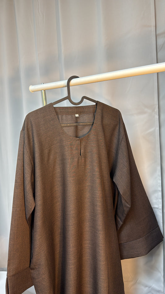 Choco brown linen abaya